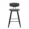 Armen Living Fox 25.5" Counter Height Gray Faux Leather and Black Wood Mid-Century Modern Bar Stool  Front