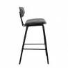 Armen Living Fox 28.5" Bar Height Gray Faux Leather and Black Wood Mid-Century Modern Bar Stool  Side - Armen Living Fox 28.5" Bar Height Gray Faux Leather and Black Wood Mid-Century Modern Bar Stool  Side