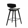 Armen Living Fox 28.5" Bar Height Gray Faux Leather and Black Wood Mid-Century Modern Bar Stool  Back - Armen Living Fox 28.5" Bar Height Gray Faux Leather and Black Wood Mid-Century Modern Bar Stool  Back