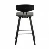 Armen Living Fox 25.5" Counter Height Gray Faux Leather and Black Wood Mid-Century Modern Bar Stool Back - Armen Living Fox 25.5" Counter Height Gray Faux Leather and Black Wood Mid-Century Modern Bar Stool Back