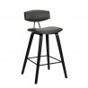 Armen Living Fox 25.5" Counter Height Gray Faux Leather and Black Wood Mid-Century Modern Bar Stool  Side