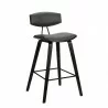 Armen Living Fox 25.5" Counter Height Gray Faux Leather and Black Wood Mid-Century Modern Bar Stool  Side - Armen Living Fox 25.5" Counter Height Gray Faux Leather and Black Wood Mid-Century Modern Bar Stool  Side
