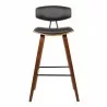 Armen Living Fox 28.5" Bar Height Brown Faux Leather and Walnut Wood Mid-Century Modern Bar Stool Front - Armen Living Fox 28.5" Bar Height Brown Faux Leather and Walnut Wood Mid-Century Modern Bar Stool Front