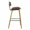 Armen Living Fox 25.5" Counter Height Brown Faux Leather and Walnut Wood Mid-Century Modern Bar Stool Side - Armen Living Fox 25.5" Counter Height Brown Faux Leather and Walnut Wood Mid-Century Modern Bar Stool Side