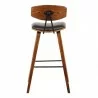Armen Living Fox 28.5" Bar Height Brown Faux Leather and Walnut Wood Mid-Century Modern Bar Stool Back - Armen Living Fox 28.5" Bar Height Brown Faux Leather and Walnut Wood Mid-Century Modern Bar Stool Back