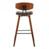 Armen Living Fox 25.5" Counter Height Brown Faux Leather and Walnut Wood Mid-Century Modern Bar Stool Back