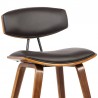 Armen Living Fox 28.5" Bar Height Brown Faux Leather and Walnut Wood Mid-Century Modern Bar Stool