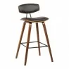 Armen Living Fox 25.5" Counter Height Brown Faux Leather and Walnut Wood Mid-Century Modern Bar Stool - Armen Living Fox 25.5" Counter Height Brown Faux Leather and Walnut Wood Mid-Century Modern Bar Stool