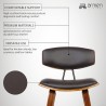 Armen Living Fox 28.5" Bar Height Gray Faux Leather and Walnut Wood Mid-Century Modern Bar Stool