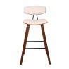 Armen Living Fox 28.5" Bar Height Cream Faux Leather and Walnut Wood Mid-Century Modern Bar Stool Front