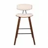Armen Living Fox 25.5" Counter Height Cream Faux Leather and Walnut Wood Mid-Century Modern Bar Stool Front - Armen Living Fox 25.5" Counter Height Cream Faux Leather and Walnut Wood Mid-Century Modern Bar Stool Front