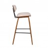 Armen Living Fox 28.5" Bar Height Cream Faux Leather and Walnut Wood Mid-Century Modern Bar Stool Side