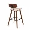 Armen Living Fox 25.5" Counter Height Cream Faux Leather and Walnut Wood Mid-Century Modern Bar Stool Back - Armen Living Fox 25.5" Counter Height Cream Faux Leather and Walnut Wood Mid-Century Modern Bar Stool Back