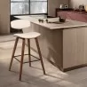 Armen Living Fox 25.5" Counter Height Cream Faux Leather and Walnut Wood Mid-Century Modern Bar Stool - Armen Living Fox 25.5" Counter Height Cream Faux Leather and Walnut Wood Mid-Century Modern Bar Stool