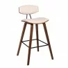 Armen Living Fox 28.5" Bar Height Cream Faux Leather and Walnut Wood Mid-Century Modern Bar Stool - Armen Living Fox 28.5" Bar Height Cream Faux Leather and Walnut Wood Mid-Century Modern Bar Stool