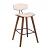 Armen Living Fox 25.5" Counter Height Cream Faux Leather and Walnut Wood Mid-Century Modern Bar Stool