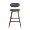 Armen Living Fox 28.5" Bar Height Gray Faux Leather and Walnut Wood Mid-Century Modern Bar Stool Front - Armen Living Fox 28.5" Bar Height Gray Faux Leather and Walnut Wood Mid-Century Modern Bar Stool Front