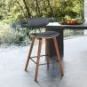 Armen Living Fox 28.5" Bar Height Gray Faux Leather and Walnut Wood Mid-Century Modern Bar Stool - Armen Living Fox 28.5" Bar Height Gray Faux Leather and Walnut Wood Mid-Century Modern Bar Stool