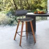 Armen Living Fox 25.5" Counter Height Gray Faux Leather and Walnut Wood Mid-Century Modern Bar Stool