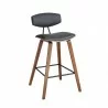 Armen Living Fox 25.5" Counter Height Gray Faux Leather and Walnut Wood Mid-Century Modern Bar Stool Side - Armen Living Fox 25.5" Counter Height Gray Faux Leather and Walnut Wood Mid-Century Modern Bar Stool Side