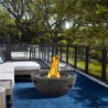 Castaic Outdoor Patio Fire Pit in Brown with Concrete Texture Finish - Lifestyle