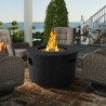 Moon Outdoor Patio Wicker Fire Pit in Black with Nature Texture Finish - Lifestyle