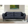 Armen Living Franz 87" Modern Blue Genuine Leather Sofa