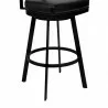 Armen Living Frisco 30" Bar Height Barstool in Matte Black Finish with Black Faux Leather and Gray Walnut Bottom - Armen Living Frisco 30" Bar Height Barstool in Matte Black Finish with Black Faux Leather and Gray Walnut Bottom