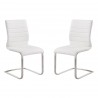 Armen Living Fusion Contemporary Side Chair In White and Stainless Steel - Set of 2
