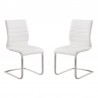 Fusion Contemporary Side Chair In White and Stainless Steel - Set of 2
