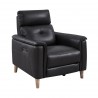 Gala Contemporary Chair in Brown Wood Finish and Pewter Genuine Leather - Angled