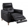 Gala Contemporary Chair in Brown Wood Finish and Pewter Genuine Leather - Leg Reclined