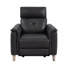 Gala Contemporary Chair in Brown Wood Finish and Pewter Genuine Leather - Front