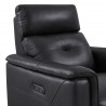 Gala Contemporary Chair in Brown Wood Finish and Pewter Genuine Leather - Seat Arm Close-Up