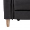 Gala Contemporary Chair in Brown Wood Finish and Pewter Genuine Leather - Leg Close-Up
