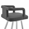 Armen Living Gabriele Gray Faux Leather and Brushed Stainless Steel Swivel Bar Stool Half Back