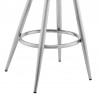 Armen Living Gabriele Gray Faux Leather and Brushed Stainless Steel Swivel Bar Stool Legs