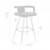 Armen Living Gabriele Gray Faux Leather and Brushed Stainless Steel Swivel Bar Stool Size