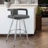 Armen Living Gabriele Gray Faux Leather and Brushed Stainless Steel Swivel Bar Stool