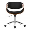 Geneva Mid-Century Office Chair in Chrome finish with Black Faux Leather and Walnut Veneer Arms 03