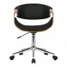 Geneva Mid-Century Office Chair in Chrome finish with Black Faux Leather and Walnut Veneer Arms 03 - Geneva Mid-Century Office Chair in Chrome finish with Black Faux Leather and Walnut Veneer Arms 03