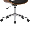 Geneva Mid-Century Office Chair in Chrome finish with Black Faux Leather and Walnut Veneer Arms 01