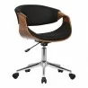 Geneva Mid-Century Office Chair in Chrome finish with Black Faux Leather and Walnut Veneer Arms 02 - Geneva Mid-Century Office Chair in Chrome finish with Black Faux Leather and Walnut Veneer Arms 02