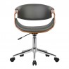 Geneva Mid-Century Office Chair in Chrome finish with Gray Faux Leather and Walnut Veneer Arms 04