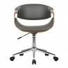 Geneva Mid-Century Office Chair in Chrome finish with Gray Faux Leather and Walnut Veneer Arms 04 - Geneva Mid-Century Office Chair in Chrome finish with Gray Faux Leather and Walnut Veneer Arms 04