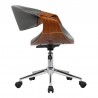 Geneva Mid-Century Office Chair in Chrome finish with Gray Faux Leather and Walnut Veneer Arms 03