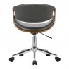 Geneva Mid-Century Office Chair in Chrome finish with Gray Faux Leather and Walnut Veneer Arms 02