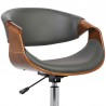 Geneva Mid-Century Office Chair in Chrome finish with Gray Faux Leather and Walnut Veneer Arms 06