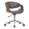 Armen Living Daphne Modern Office Chair In Chrome Finish With Gray/Black Faux Leather And Walnut Veneer Back 01