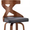 Armen Living Gayle Swivel Cross Back Grey Faux Leather and Walnut Wood Bar Stool Half Front